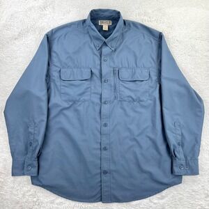 Duluth Coolplus Fishing Shirt Men's‎ XL Blue Vented Button Up Pockets Utility